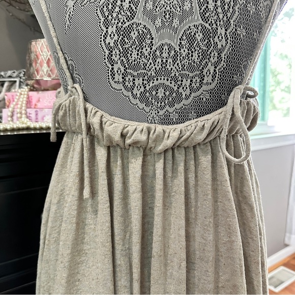 Free People Lacey Tunic Asymmetrical Babydoll Tank Tunic Beige Gray Size S - Picture 6 of 16